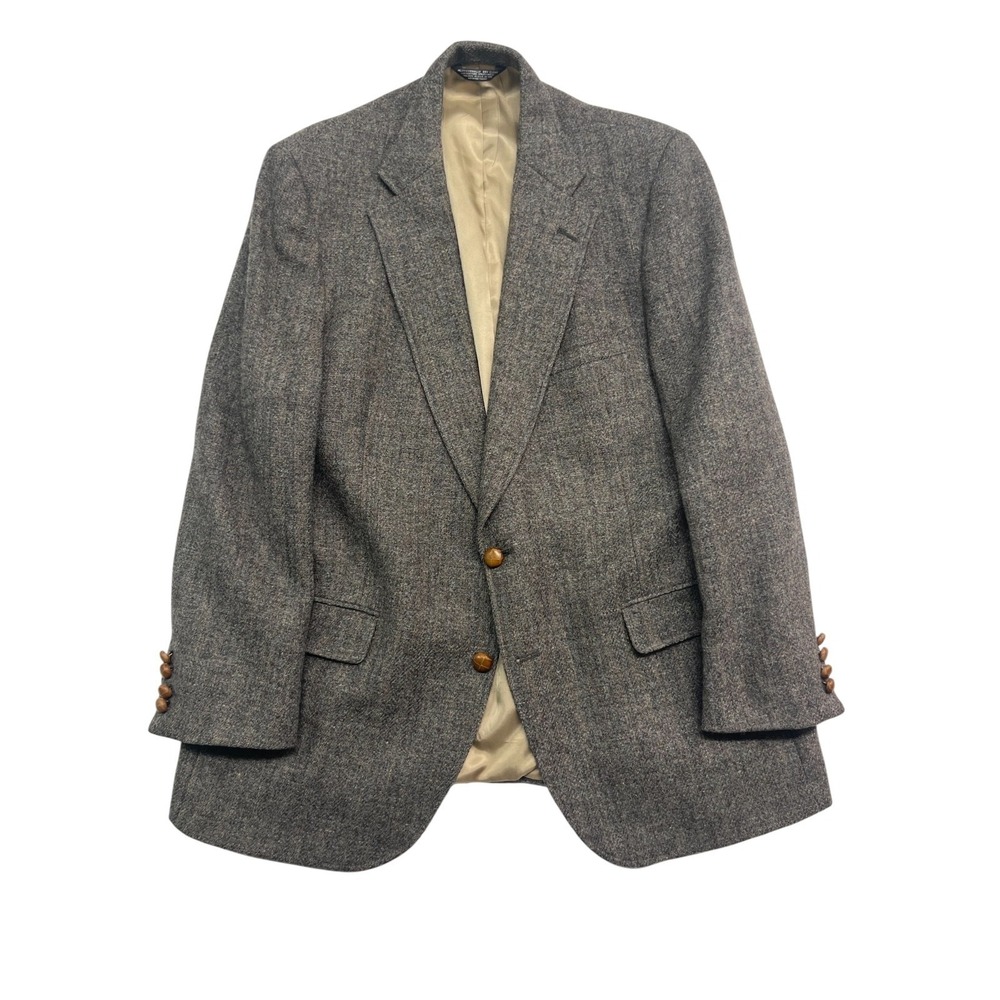 vtg Racquet Club Marx Tweed 44R Gray Pink Stripe Blazer Jacket Sport Coat USA